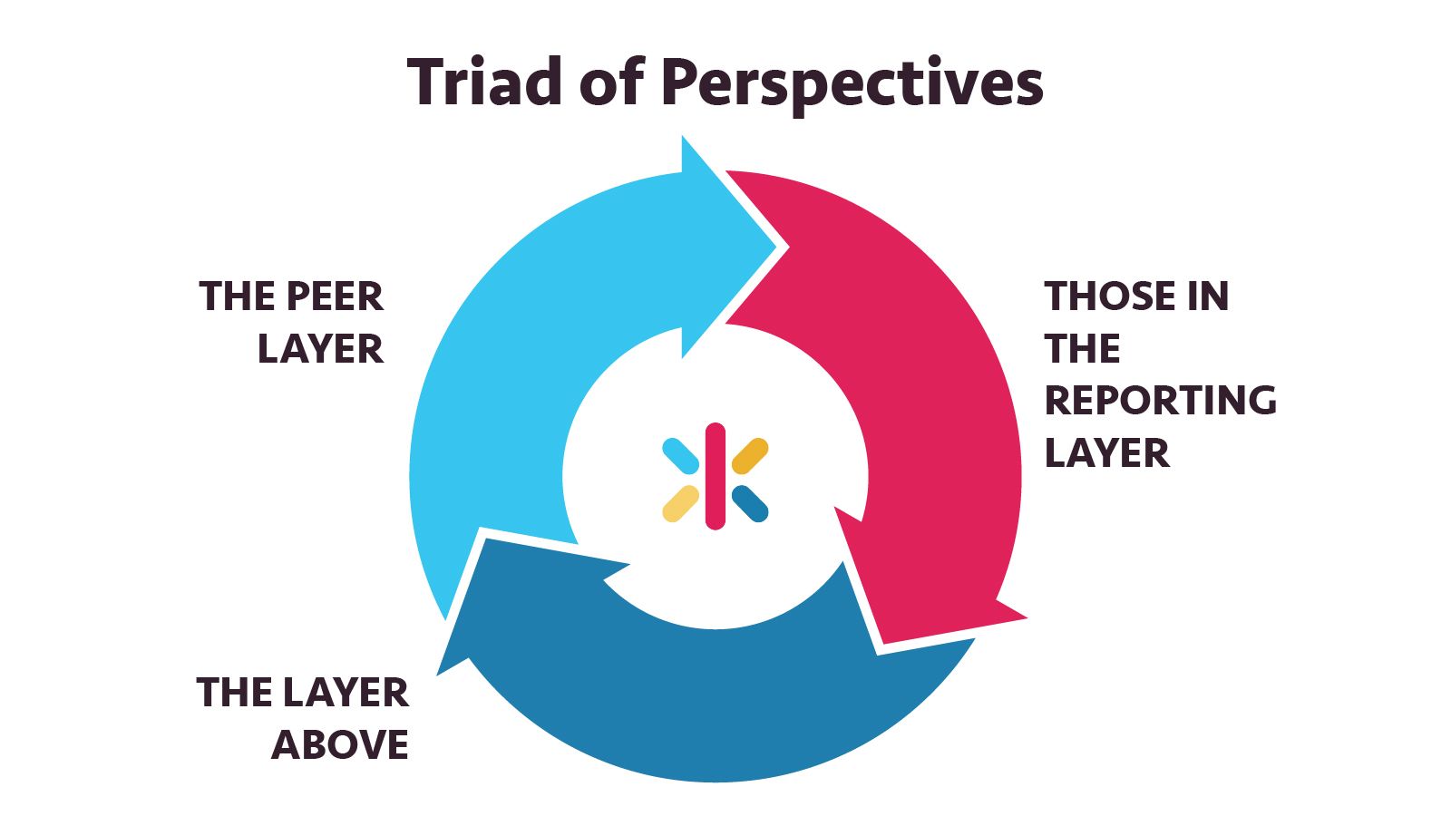 Triad of Perspectives graphic. 3 arrows highlighting the leader circle.