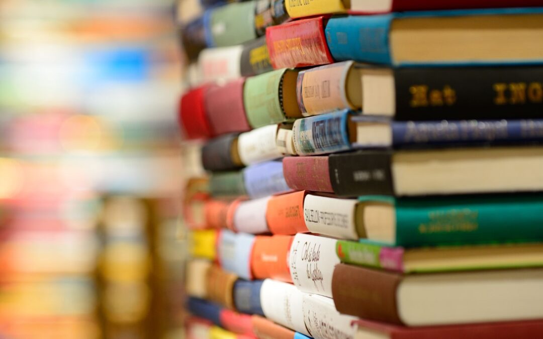 blurry image of a stack of books