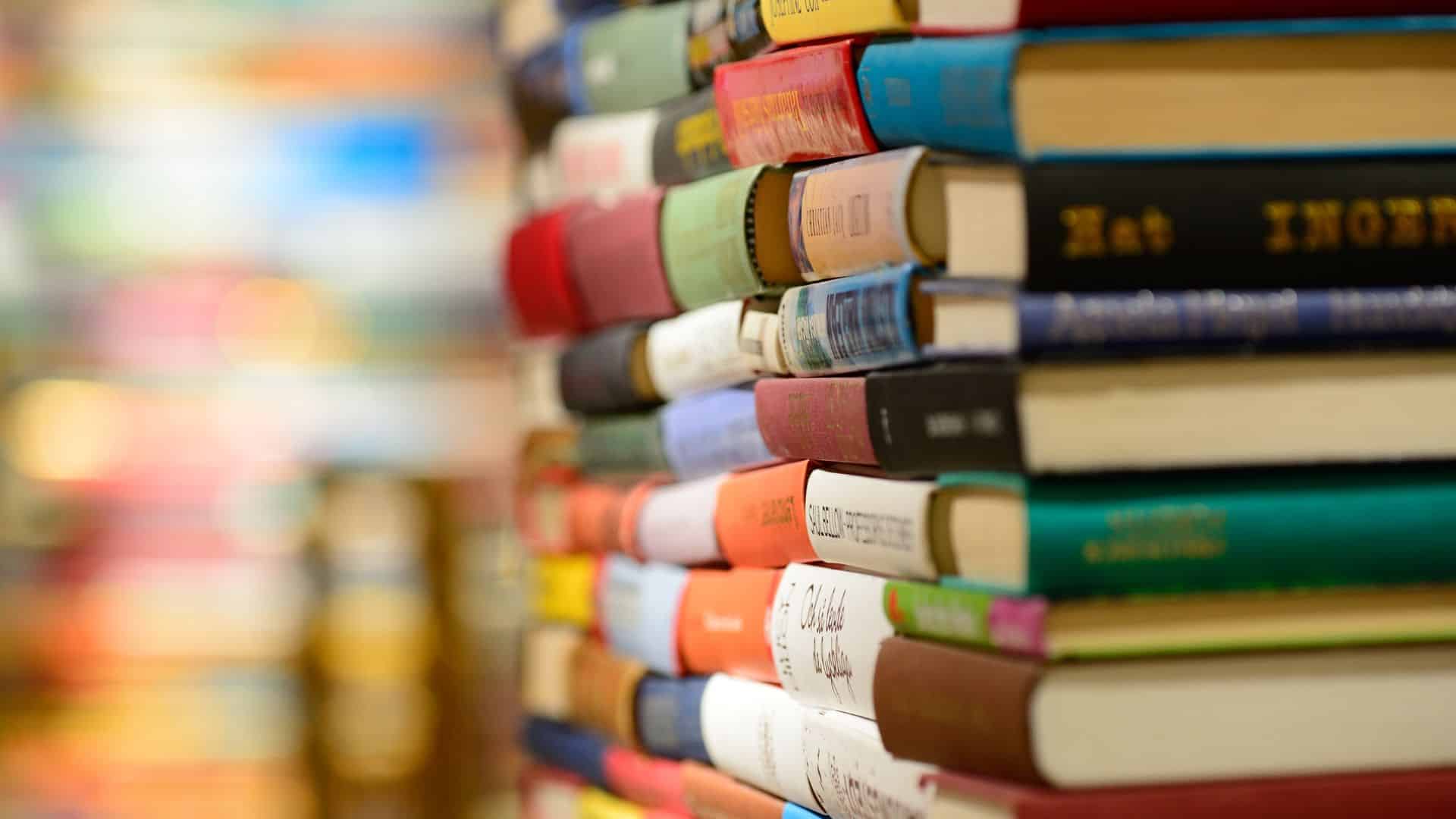 blurry image of a stack of books